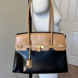 Two Tone Leather Shoulder Bag